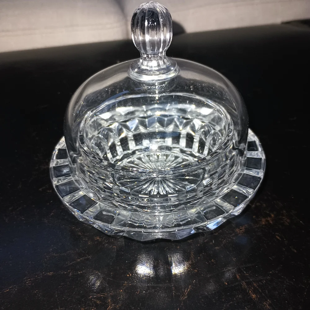 Mikasa Salina Clear Glass Condiment Jam Butter Dish with Lid